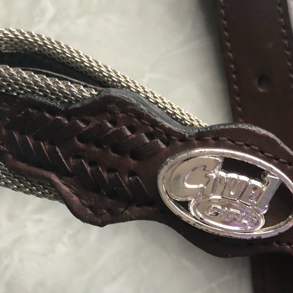 Cruel Girl brown leather belt with metal accents CLOSET CLEAR OUT - Picture 2 of 4